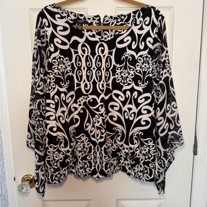 Alfani Black and White Ornate Blouse